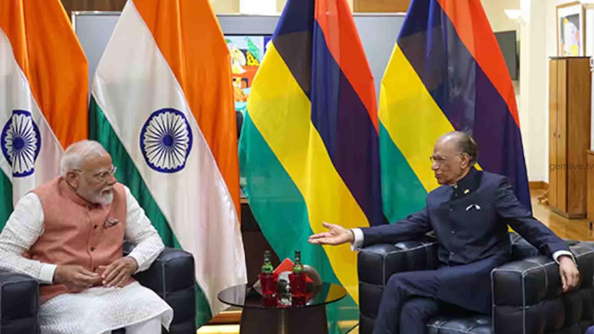 பிரதமர் மோடி,மொரீஷியஸ் பிரதமர் நவீன்சந்திர ராம்கூலம் உடன் சந்திப்பு..!
